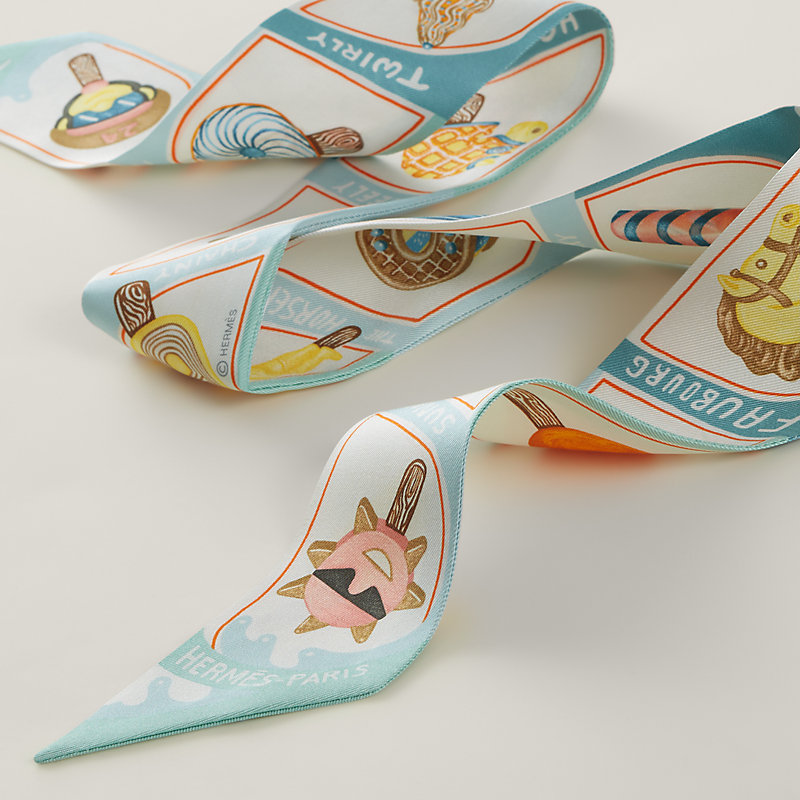 HERMES ツイリー　FUNNY ICE CREAM Funny Ice Cream Twilly - Blue | Hermès Mainland China